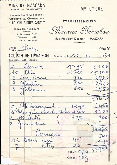 Facture Bénichou
