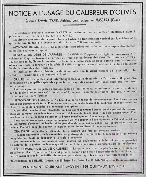 Calibreurs d' olives