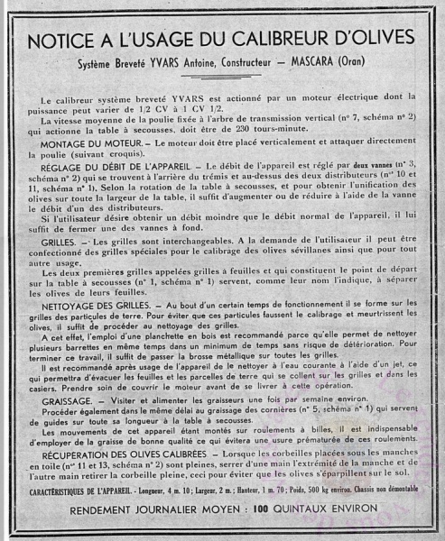 Calibreurs d' olives