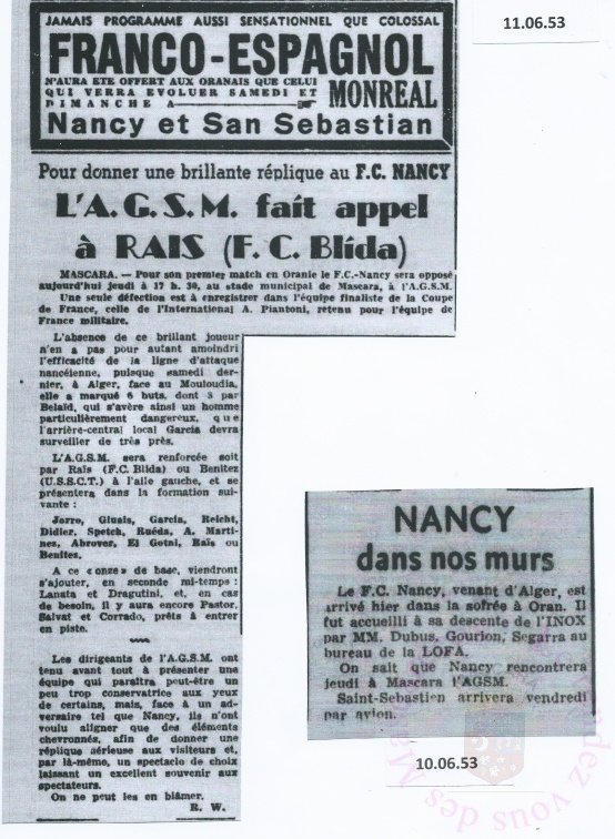 Agsm fc Nancy 1953