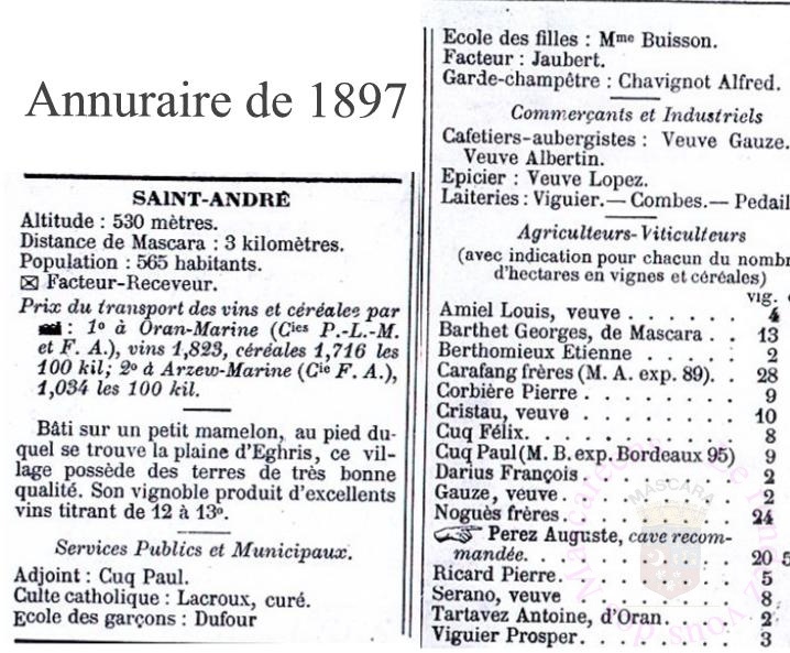Annuaire de Saint André 1897